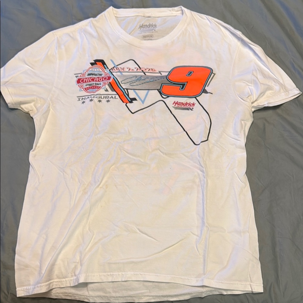 NASCAR Chicago 2023 Chase Eliott #9 White Racing Graphic Tee